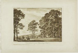 Chirk Kasteel en omgeving vanuit Wynnstay Park door Paul Sandby