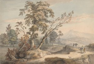 Italiaans landschap met reizigers nr. 2 door Paul Sandby