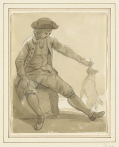Jongen spelend met een hond door Paul Sandby