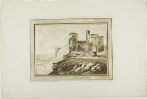 Manerbawr Kasteel in Pembroke Shire, uit Twaalf Zichten in Aquatinta van Tekeningen ter Plaatse Gemaakt in Zuid-Wales
