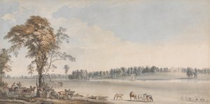 Noordwestelijke weergave van Wakefield Lodge in Whittlebury Forest, Northamptonshire door Paul Sandby