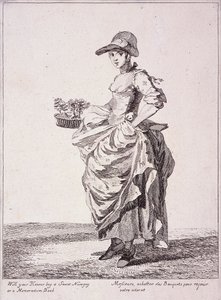 Boeket en memoboekverkoper, Kreten van Londen, 1760