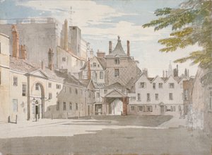 Scotland Yard met een deel van het Bankethuis, Whitehall, Westminster, Londen, c1776 door Paul Sandby