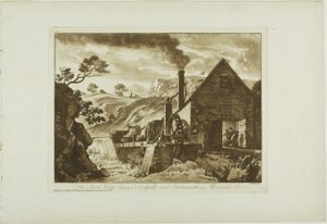 De ijzersmederij tussen Dolgelli en Barmouth in Merioneth Shire door Paul Sandby
