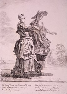 Twee aardewerkverkopers, Cries of London, 1760