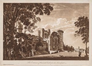 Zicht op Warwick Castle: De ingang van Warwick Castle vanaf de lagere binnenplaats door Paul Sandby