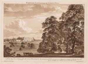 Uitzichten van Warwick Castle: Warwick Castle vanaf de Lodge Hill, 1776 door Paul Sandby