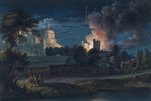 Windsor Castle vanaf Datchet Lane op een feestelijke nacht, 1768 door Paul Sandby