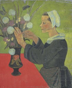 Bretonse met boeket (Huelgoat) door Paul Sérusier