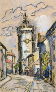 De klokkentoren in Viviers door Paul Signac