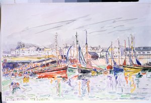Zeilboten in de haven van La Turballe in Loire Atlantique. door Paul Signac