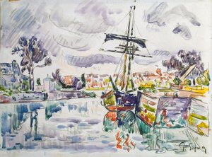 Zeilboot bij een Pier, 1920s door Paul Signac