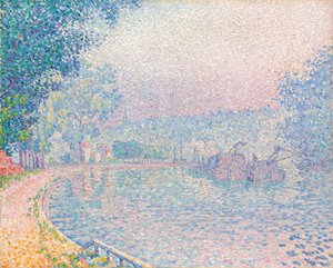 Samois, De Oever, Ochtend door Paul Signac