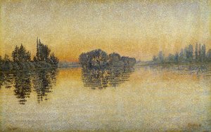Zonsondergang, Herblay door Paul Signac