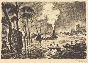 De overstroomde Seine in 1910 door Paul Signac