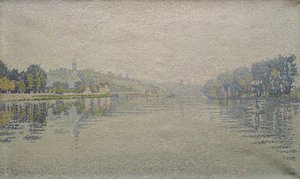 Uitzicht op de Seine bij Herblay door Paul Signac