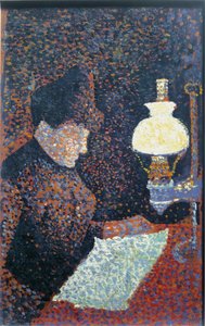 Vrouw onder de lamp