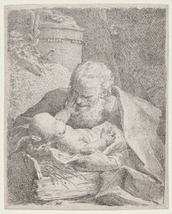 Sint Jozef met het Christuskind door Paul Troger