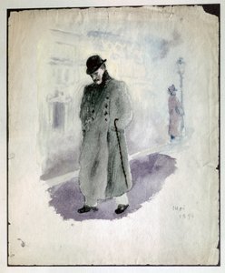 Paul VALERY: Zelfportret. 1894 (aquarel) door Paul Valery