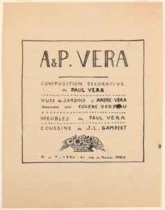 Tekening, Titelpagina, A & P Vera, Decoratieve compositie van Paul Vera/Vues de Jardins d