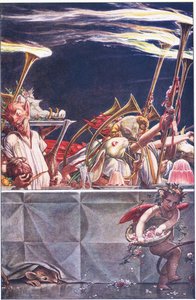 Geef ons vriendelijke hoeders, Hemel!-wat waren deze?, illustratie uit De Storm, 1908