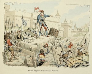 Illustratie uit het boek Histoire du chevalier Bayard door Theodore Cahu, geïllustreerd door Paul De Semant: Bayard organiseert de verdediging van Mezieres 1521 door Paul de Semant