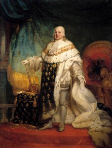 Portret van Louis XVIII in kroningsgewaden. 1824