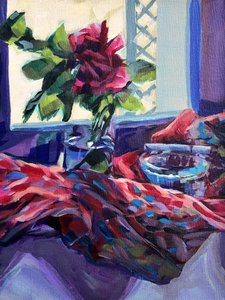 Levendig rozenraam-stilleven door Pauline Wegman | Key and Sea Creative