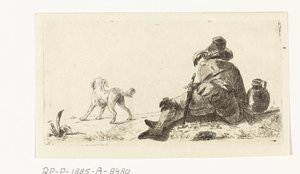 Man met hond door Paulus Charles Gerard Poelman
