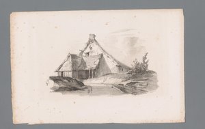 Gezicht op een huis in een heuvellandschap door Paulus Lauters
