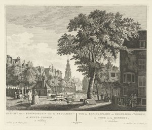 Gezicht op de Munttoren te Amsterdam door Paulus van Liender