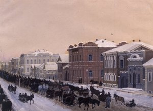 Tomsk, Magistratskaya straat tijdens het vastenavond in 1897