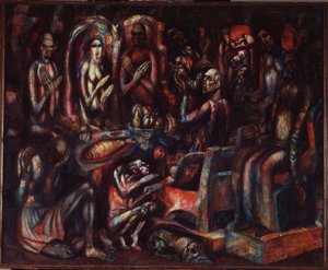 "Het Koningsfeest" Schilderij van Pavel Nikolayevich Filonov (1883-1941) 1913 Staats Russisch Museum, Sint-Petersburg door Pawel Nikolajewitsch Filonow