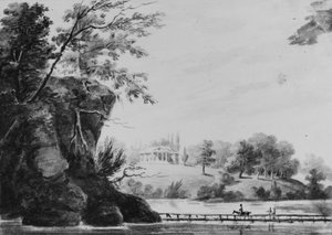 Uitzicht op Morrisville, landhuis van generaal Moreau in Pennsylvania, 1811-ca. 1813 door Pavel Petrovic Svin