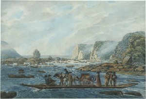 Een veerscène op de Susquehanna bij Wright