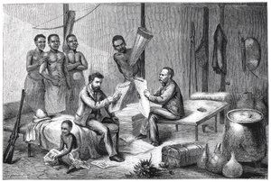 Livingstone en Stanley ontvangen kranten in Centraal-Afrika