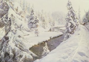 Winterlandschap, St. Moritz door Peder Monsted