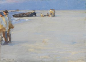 Vissers op het noordelijke strand van Skagen. Zomeravond door Peder Severin Krøyer