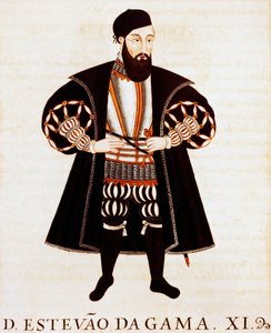 Estevao Da Gama (ca. 1505-1576), miniatuur uit Brieve Tratado of Epilogo dos Vizos-Reys de India door Pedro Barretto de Resende