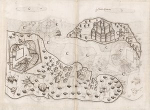 Portugese kaart van de Bahrein-eilanden, Livro do Estado da India Oriental van Pedro Barreto de Resende, Sloane MS 197, f.165v-166r door Pedro Barretto de Resende