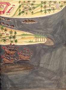 Verkenningskaart van Surat, in het Gujarat-district van India, illustratie uit 