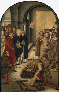 St. Dominicus de Guzman en de Albigenzen door Pedro Berruguete