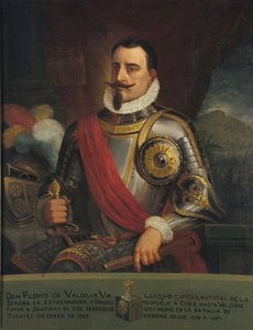 Portret van Pedro de Valdivia, 1874 door Pedro León Carmona