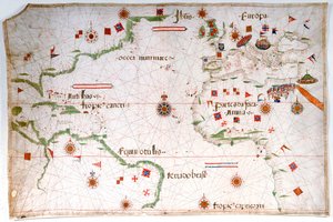 Portulaan kaart van de Atlantische Oceaan, Middellandse Zee en Zwarte Zee, ca. 1535