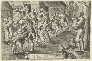 Boerenbruiloftsfeest met doedelzakspeler