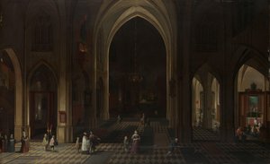 Interieur van een Gotische Kerk 