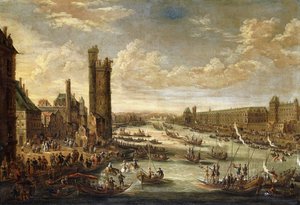 Een Uitzicht op Parijs richting het Louvre en de Tour de Nesle, 1671-77 door Peeter or Pieter Bout