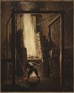 Interieur van de kopergieterij in Falun