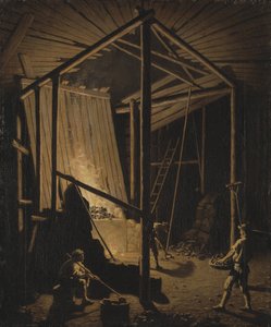Kopergieterij in de mijnen van Falun door Pehr Hilleström