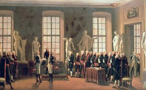 Bezoek van Gustav IV Adolf aan de Academie voor Schone Kunsten in 1797 door Pehr Hilleström